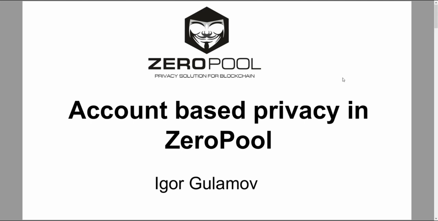 Account-based transaction: one input account with a single nullifier, output UTXOs and one commitment — slide from Igor Gulamov's zkSummit 6 talk